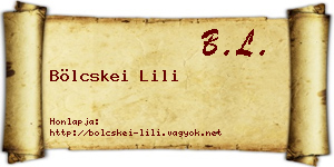 Bölcskei Lili névjegykártya